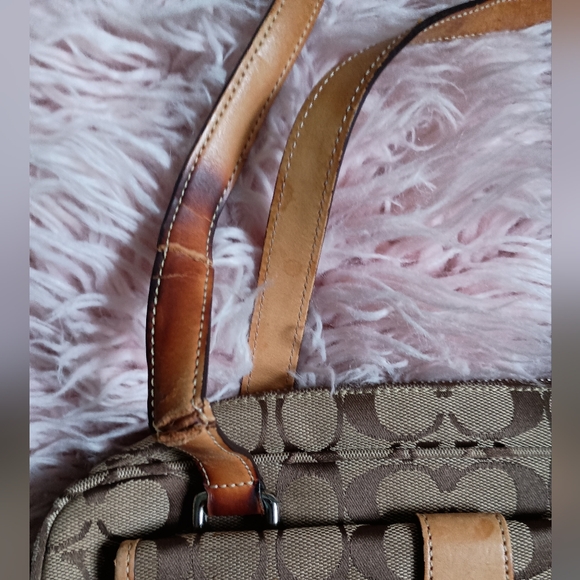 Coach Campbell Signature C  Brown w/Leather Trim Handbag/Shoulder Bag - Picture 3 of 14